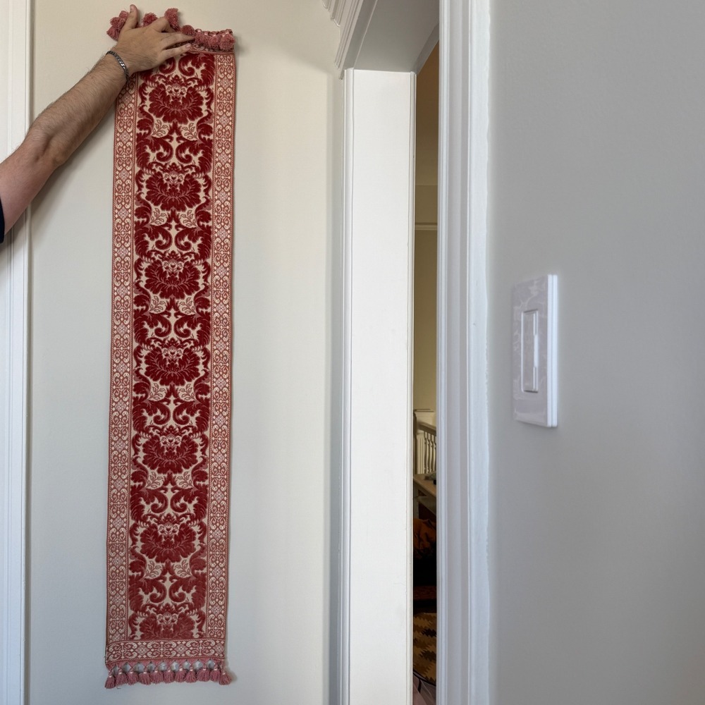 Long Pink‎ Floral Tapestry, Table Runner, Wall Hanging